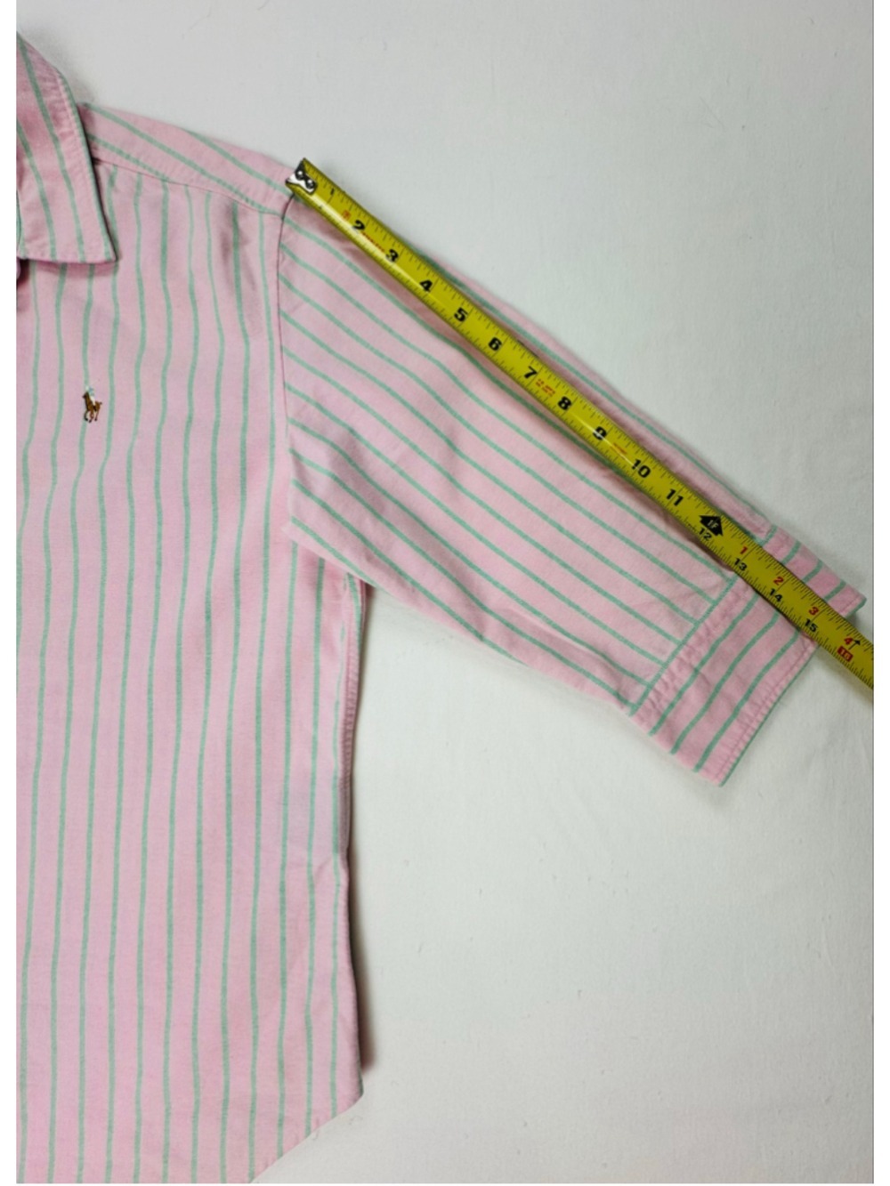 Vintage Ralph Lauren Sport Women’s Pink Green Stripe Oxford Shirt Hong Kong Slim - Picture 4 of 12